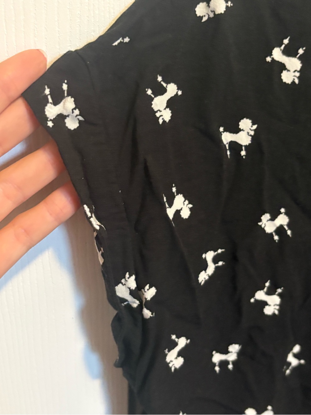 mandee Black Short Sleeve Top with White Poodle Print - Picture 3 of 5